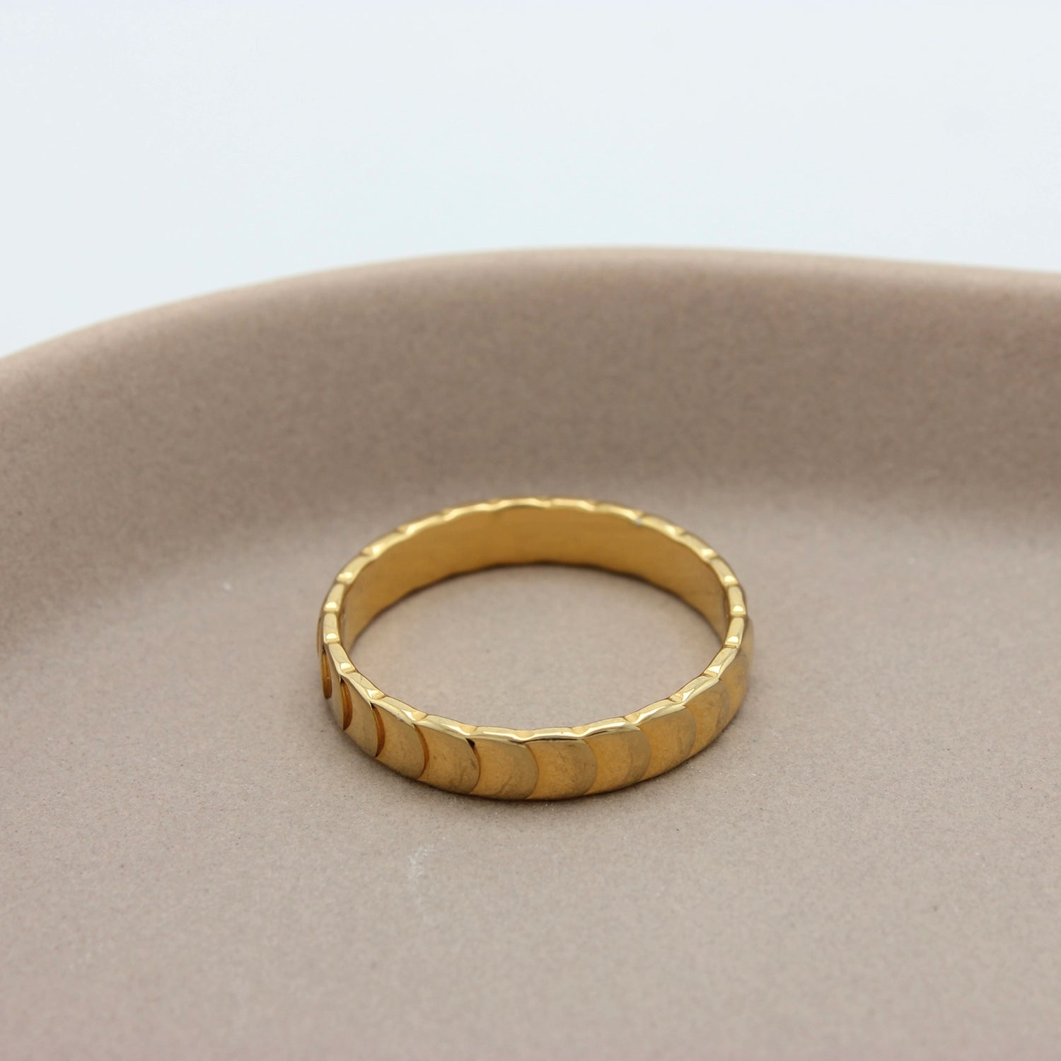 Gouden ring Dana met schubben bovenaanzicht